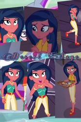 Size: 1566x2349 | Tagged: safe, edit, edited screencap, screencap, desert sage, equestria girls, equestria girls specials, g4, my little pony equestria girls: better together, my little pony equestria girls: spring breakdown, bare shoulders, clothes, cruise, cute, dancing, food, happy, lifejacket, sageabetes, sleeveless, strapless