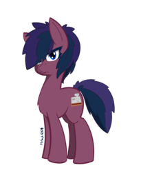Size: 598x677 | Tagged: safe, artist:flylash1, oc, oc only, oc:sour check, earth pony, pony, chest fluff, female, hair over one eye, looking at you, mare, signature