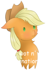 Size: 1017x1365 | Tagged: safe, artist:sugarsprink, applejack, earth pony, pony, g4, beady eyes, bust, cheek fluff, chest fluff, cute, female, floppy ears, jackabetes, portrait, simple background, solo, transparent background, what in tarnation