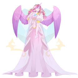 Size: 2000x2000 | Tagged: safe, artist:artistgenepal, princess cadance, human, g4, clothes, cutie mark background, dress, female, high res, horn, horned humanization, humanized, simple background, solo, white background, winged humanization, wings