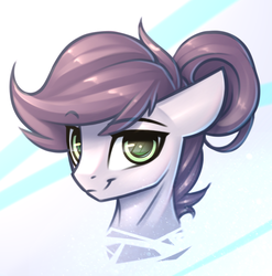 Size: 1070x1084 | Tagged: safe, artist:justafallingstar, oc, oc only, oc:vylet, pony, bust, colored sketch, female, looking at you, mare, portrait, smiling, solo