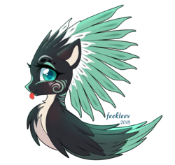 Size: 1800x1700 | Tagged: safe, artist:feekteev, oc, oc only, oc:alpine apotheon, pegasus, pony, bust, feathered mane, female, looking at you, silly, simple background, smiling, solo, tongue out, transparent background, ych result