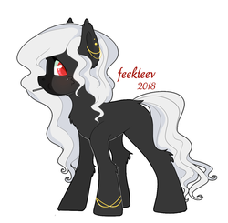 Size: 1100x1080 | Tagged: safe, artist:feekteev, oc, oc only, oc:inanis, earth pony, pony, vampire, blank flank, candy, ear piercing, female, fluffy, food, hoof ring, lollipop, long mane, looking at you, piercing, red eyes, solo, wavy mane, wavy tail, white mane