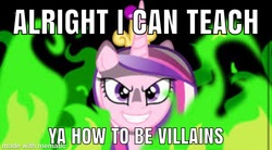 Size: 750x413 | Tagged: safe, edit, edited screencap, screencap, queen chrysalis, pony, a canterlot wedding, g4, fake cadance, fire, lazytown, robbie rotten, song reference, we are number one