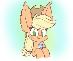Size: 1200x1000 | Tagged: safe, artist:heir-of-rick, applejack, earth pony, pony, g4, big ears, cute, easter, easter egg, female, holiday, impossibly large ears, jackabetes, long ears, mare, smiling, solo