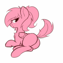 Size: 800x800 | Tagged: safe, artist:anti1mozg, oc, oc only, pony, animated, bedroom eyes, blinking, butt, commission, female, looking at you, mare, plot, smiling, solo, tail, tail wag, ych example, your character here