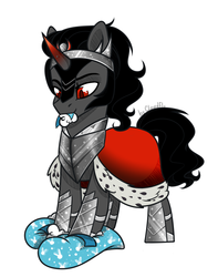 Size: 1126x1426 | Tagged: safe, artist:cloud-fly, king sombra, pony, g4, cute, heart, heart pillow, male, pillow, pure unfiltered evil, simple background, solo, sombradorable, white background