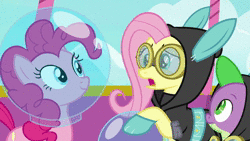Size: 1280x720 | Tagged: safe, edit, edited screencap, screencap, sound edit, applejack, fluttershy, gummy, pinkie pie, spike, twilight sparkle, alicorn, dragon, earth pony, pegasus, pony, unicorn, g4, sparkle's seven, animated, apple chord, bunny ears, clothes, costume, dangerous mission outfit, dead or alive (band), driven to tears, drool, goggles, guard, guitar, helmet, hoodie, hot air balloon, metal gear, music, nani, plankton, royal guard, sound, space helmet, spit, spongebob squarepants, spongebob time card, twilight sparkle (alicorn), twinkling balloon, webm, welcome to the chum bucket, winged spike, wings, you spin me right round