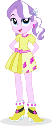 Size: 1345x3268 | Tagged: safe, artist:punzil504, diamond tiara, equestria girls, g4, boots, clothes, clothes swap, cute, dress, female, high heel boots, pigtails, shoes, simple background, skirt, smiling, solo, transparent background