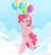 Size: 1000x1067 | Tagged: safe, artist:onionpwder, pinkie pie, earth pony, pony, g4, balloon, chest fluff, cloud, cute, diapinkes, female, floating, heart eyes, no pupils, one eye closed, sky, smiling, solo, then watch her balloons lift her up to the sky, wingding eyes, wink