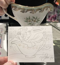 Size: 1920x2048 | Tagged: safe, artist:andypriceart, applejack, rarity, pony, g4, gravy boat, photo, ride, teacups, traditional art, vomit, vomiting