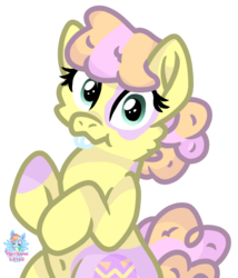 Size: 876x1024 | Tagged: safe, artist:rainbow eevee, oc, oc only, oc:pastel lily, earth pony, pony, belly button, bucktooth, cute, hooves, looking at you, rearing, simple background, solo, transparent background, vector