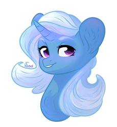 Size: 914x1000 | Tagged: safe, artist:worldlofldreams, trixie, pony, unicorn, g4, bust, cute, diatrixes, ear fluff, female, mare, portrait, simple background, solo, white background