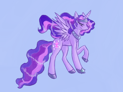 Size: 1264x942 | Tagged: safe, artist:blazedthylacine, twilight sparkle, alicorn, pony, g4, blue background, female, mare, simple background, twilight sparkle (alicorn)