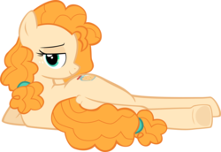 Size: 10800x7441 | Tagged: safe, artist:ace play, pear butter, earth pony, pony, g4, absurd resolution, bedroom eyes, butt, dock, draw me like one of your french girls, female, looking at you, looking back, looking back at you, lying down, mare, pear butt, plot, profile, show accurate, simple background, solo, sultry pose, transparent background, underhoof, vector