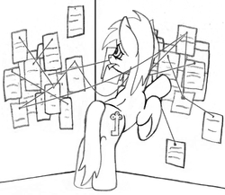 Size: 813x707 | Tagged: safe, artist:dsb71013, oc, oc only, oc:night cap, pony, monochrome, mouth hold, paper