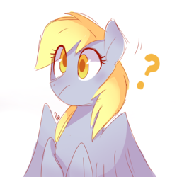 Size: 1777x1777 | Tagged: safe, artist:pinweena30, derpy hooves, pegasus, pony, g4, blushing, colored pupils, confused, cute, female, mare, question mark, shy, simple background, solo, white background