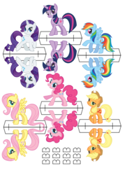 Size: 850x1169 | Tagged: safe, artist:thelastgherkin, applejack, fluttershy, pinkie pie, rainbow dash, rarity, twilight sparkle, pony, g4, craft, cutout, mane six, papercraft