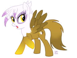 Size: 900x675 | Tagged: safe, artist:glamourkat, gilda, pegasus, pony, g4, female, mare, open mouth, ponified, pony gilda, raised hoof, simple background, solo, species swap, white background