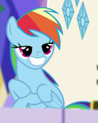 Size: 364x455 | Tagged: safe, screencap, rainbow dash, pegasus, pony, equestria girls, equestria girls specials, g4, my little pony equestria girls: better together, my little pony equestria girls: spring breakdown, cropped, equestria girls ponified, faic, female, friendship throne, human pony dash, ponified, rainbow dash is best facemaker, shit eating grin, smiling, solo, throne room