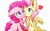 Size: 850x531 | Tagged: safe, artist:初茗茉上tzxj, fluttershy, pinkie pie, earth pony, pegasus, pony, g4, blushing, chest fluff, cute, diapinkes, ear fluff, female, heart, hoof on chest, lesbian, mare, ship:flutterpie, shipping, shyabetes, simple background, smiling, white background