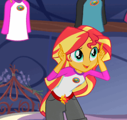 Size: 640x601 | Tagged: safe, screencap, sunset shimmer, equestria girls, g4, my little pony equestria girls: legend of everfree, animated, camp everfree outfits, cute, female, gif, shimmerbetes, silly, solo