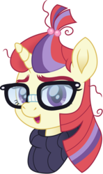 Size: 890x1500 | Tagged: safe, artist:cloudy glow, moondancer, pony, unicorn, g4, clothes, cute, dancerbetes, female, glasses, mare, simple background, smiling, solo, sweater, transparent background, turtleneck