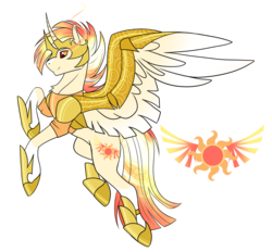 Size: 1920x1784 | Tagged: safe, artist:kxttponies, oc, oc only, alicorn, pony, armor, cutie mark, hoof shoes, magical lesbian spawn, male, offspring, parent:applejack, parent:daybreaker, simple background, solo, transparent background