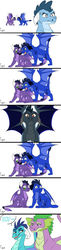 Size: 1280x5287 | Tagged: safe, artist:colourstrike, princess ember, spike, oc, oc:gail, oc:glaze(dragon), oc:torch, dragon, g4, biting, comic, dialogue, dragon oc, dragoness, ear bite, family, female, fight, male, next generation, offspring, parent:princess ember, parent:spike, parents:emberspike, ship:emberspike, shipping, simple background, spread wings, straight, white background, wings