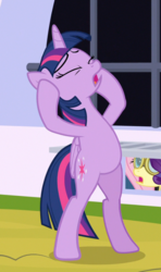 Size: 522x879 | Tagged: safe, screencap, fluttershy, rarity, twilight sparkle, alicorn, pegasus, pony, unicorn, g4, sparkle's seven, belly, bipedal, cropped, eyes closed, female, frustrated, goggles, mare, offscreen character, open mouth, solo focus, twilight sparkle (alicorn), worried