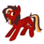 Size: 1300x1300 | Tagged: safe, artist:myahster, oc, oc only, oc:margon, pony, black mane, male, red coat, simple background, solo, striped mane, tattoo, wings