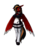 Size: 1300x1700 | Tagged: safe, alternate version, artist:stardep, oc, oc only, oc:margon, pegasus, anthro, unguligrade anthro, big breasts, black mane, breasts, clothes, female, maid, red coat, rule 63, simple background, socks, solo, standing, striped mane, tattoo, transparent background, wings