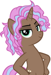Size: 3267x4778 | Tagged: safe, artist:ironm17, cocoa candy, pony, unicorn, bipedal, elegant, hooves on hips, looking at you, pose, simple background, smiling, smug, solo, transparent background, vector