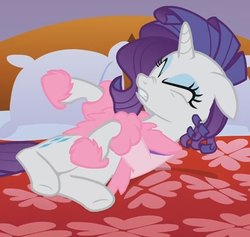Size: 589x559 | Tagged: safe, screencap, rarity, pony, g4, suited for success, bed, female, mare, marshmelodrama, solo