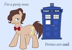 Size: 700x489 | Tagged: artist needed, safe, doctor whooves, time turner, earth pony, pony, g4, crossover, doctor who, eleventh doctor, matt smith, ponified, tardis, the doctor