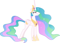 Size: 5541x3996 | Tagged: safe, artist:frownfactory, princess celestia, alicorn, pony, g4, sparkle's seven, .svg available, crown, female, grin, horn, horseshoes, jewelry, mare, regalia, simple background, smiling, solo, svg, transparent background, vector, wings