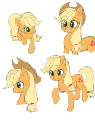 Size: 960x1280 | Tagged: safe, artist:haibaratomoe, applejack, earth pony, pony, g4, cowboy hat, cute, female, hat, hatless, jackabetes, mare, missing accessory, simple background, smiling, solo, stetson