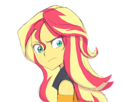 Size: 2448x2049 | Tagged: safe, artist:haibaratomoe, sunset shimmer, equestria girls, equestria girls series, g4, clothes, female, high res, looking back, simple background, solo, white background