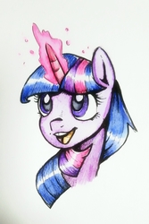 Size: 1072x1604 | Tagged: safe, artist:smirk, twilight sparkle, pony, g4, bust, cute, female, magic, smiling, solo, watercolor painting
