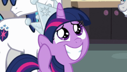 Size: 900x506 | Tagged: safe, screencap, twilight sparkle, alicorn, pony, g4, sparkle's seven, animated, comparison, crown, female, filly, filly twilight sparkle, hard-won helm of the sibling supreme, twilight sparkle (alicorn), younger