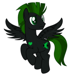 Size: 1817x1941 | Tagged: safe, oc, oc only, oc:cyrax, cyborg, pegasus, pony, black, colored pupils, heart, male, mohawk, simple background, solo, spread wings, stallion, transparent background, wings