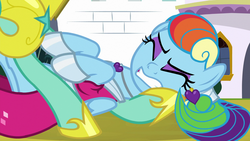 Size: 1920x1080 | Tagged: safe, screencap, zephyr breeze, pony, g4, sparkle's seven, eyes closed, gritted teeth, megaradash, out of context, pervert, straddling