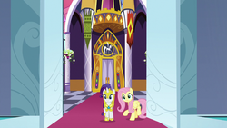 Size: 1920x1080 | Tagged: safe, screencap, fluttershy, rarity, pony, g4, sparkle's seven, armorarity
