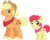 Size: 2496x2000 | Tagged: safe, artist:whalepornoz, apple bloom, applejack, earth pony, pony, g4, applebuck, applejack (male), applejack's hat, bandana, brothers, colt, cowboy hat, cutie mark, duo, female, filly, freckles, hat, high res, looking back, male, rule 63, siblings, simple background, smiling, stallion, the cmc's cutie marks, transparent background, unshorn fetlocks