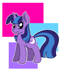Size: 600x667 | Tagged: safe, artist:cenonplusfish, twilight sparkle, twilight twinkle, pony, unicorn, g4, abstract background, female, looking at you, mare, smiling, solo