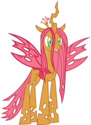 Size: 1823x2500 | Tagged: safe, edit, vector edit, babs seed, queen chrysalis, changeling, changeling queen, ponyar fusion, g4, female, fusion, mare, orange changeling, palette swap, recolor, simple background, solo, transparent background, vector
