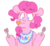 Size: 770x714 | Tagged: safe, artist:foxumbrella, pinkie pie, earth pony, pony, g4, bib, female, fork, hoof hold, mare, simple background, solo, spoon, tongue out, transparent background