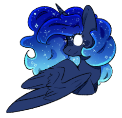 Size: 549x532 | Tagged: safe, artist:chyoatas, princess luna, alicorn, pony, g4, cute, ethereal mane, female, glowing eyes, gradient mane, lunabetes, mare, simple background, solo, starry mane, transparent background