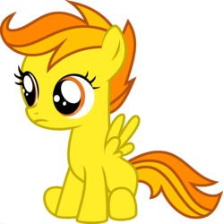 Size: 1920x1927 | Tagged: safe, edit, vector edit, scootaloo, spitfire, pegasus, pony, ponyar fusion, g4, female, filly, foal, fusion, palette swap, recolor, show accurate, simple background, sitting, solo, transparent background, vector