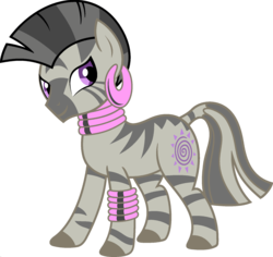 Size: 1920x1810 | Tagged: safe, edit, vector edit, octavia melody, zecora, zebra, ponyar fusion, g4, ear piercing, earring, female, fusion, jewelry, leg rings, mare, neck rings, palette swap, piercing, purple eyes, recolor, simple background, solo, transparent background, vector